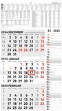 : 3-Monatskalender Kombi 2025 - Büro-Kalender 33x45 cm (geöffnet) mit Datumsschieber - Zettler - 957-0011, KAL