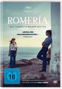 „ROMERÍA – Das Tagebuch meiner Mutter. ‚Mutig, frei und unsagbar schön.‘ – Cinemania.“ Zwei Personen an einer Küste.