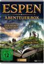 "ESPEN ABENTEUER BOX", "DIE LEGENDE VOM GOLDENEN SCHLOSS", "DIE LEGENDE VOM BERGKÖNIG". Zwei Menschen, ein Schloss und ein Troll.