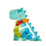 Text: "HABA"
Illustration eines lächelnden, bunten Dinosauriers mit geometrischen Formen wie Herzen, Kreisen und Dreiecken.