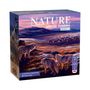 „NATURE ARCTIC TUNDRA MODUL 4“ steht oben. Wölfe und Rentiere in einer arktischen Tundra-Landschaft während Sonnenuntergang.