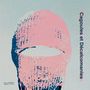 Texte: "Cagoules et Décalcomanies". Illustration zeigt ein Gesicht mit rosa und blauer Balaklava, schemenhaft dargestellt.