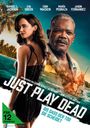 Titel: "Just Play Dead - Bis dass der Tod sie scheidet". Personen: Eine Frau, ein Mann vor einer Explosion. FSK 12.