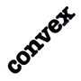 Text "convex" schräg geschrieben, schwarze Buchstaben auf weißem Hintergrund.