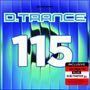"D.Trance 115" in großen Lettern, darunter "INCLUSIVE incl. Mega Mix, PLUS EYE-TRANCE 21". Hintergrund blau-grün schimmernd.