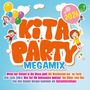 "KITA PARTY MEGAMIX 2026" in großen Buchstaben, Kinder mit Luftballons, fröhliche Farben und verspielte Motive.