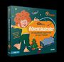 "Adventskalender: 24 koboldhafte Experimente mit dem Pumuckl" auf Verpackung mit fröhlichem Kobold und kleinem Bett. Alter 7+.