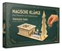 "Magische Klänge, Das Theremin zum Selberbauen, Touchless Tunes" in goldener Schrift, zeigt Holz-Theremin und Hand.