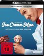 Eli Roth's Ice Cream Man; Hütet euch vor den Kindern. FSK 18. Ein lächelnder Mann hält Eis, eine blutige Hand greift danach.