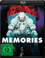 "MEMORIES", FSK 12 Logo. Illustration: Astronaut auf Thron, riesige Rose im Hintergrund, kleiner Mensch davor.