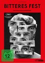 BITTERES FEST, ein Film von Almodóvar. Schwarz-weißes Porträt mit collagierten Augen. FSK 12-Freigabe.