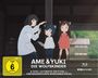"Ame & Yuki: Die Wolfskinder" 4-Disc Ultimate-Edition. Eine Frau mit Kindern, die Wolfsohren und -schwänze haben.