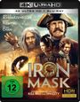 „IRON MASK“, 4K Ultra HD, ab 12 freigegeben. Gesichter von Arnold Schwarzenegger, Jackie Chan und anderen in Kostümen.