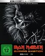 "LIMITED EDITION STEELBOOK", "Iron Maiden Burning Ambition", "FSK 12 freigegeben". Illustration eines grimmigen Gesichts.