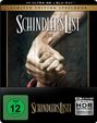 "Schindler's List", "FSK ab 12 freigegeben", eine Nahaufnahme von haltenden Händen, Hintergrund mit Zahlen und Text.