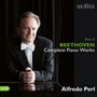 "Vol. II BEETHOVEN Complete Piano Works Alfredo Perl audite" Ein Mann im Frack lehnt an einem Klavier.