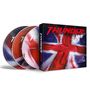 "THUNDER LIVE" in roter Schrift. Union Jack im Hintergrund. Zwei CDs mit ähnlichem Design. Box zeigt Band-Logo.