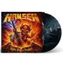 Text: "HANSEN", "Born With a Hammer". Illustration: Ein lachender Teufel mit Gitarre umgeben von Flammen und Lava.