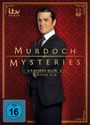 "MURDOCH MYSTERIES SAMMELBOX 2 STAFFEL 4-6; Logo und Mann im Anzug vor rotem, gemustertem Hintergrund."