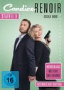 "Staffel 9", "Candice Renoir", "Cécile Bois", "Mörderjagd mit Chic und Charme", "Erstmals auf Deutsch". Ein Paar steht Rücken an Rücken, sie hält eine Pistole.