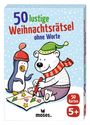 "50 lustige Weihnachtsrätsel ohne Worte. 50 Karten. 5+. Ein Pinguin und ein Eisbär malen gemeinsam bunte Motive."