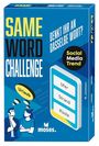 "SAME WORD CHALLENGE", "DENKT IHR AN DASSELBE WORT?", "Urlaub", "Social Media Trend", "Ufer", "Strand", "Küste". Zwei Personen.
