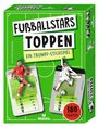 "FUSSBALLSTARS TOPPEN - Ein Trumpf-Stichspiel" steht auf einer hellgrünen Verpackung mit zwei Fußballkarten.