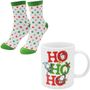 : Sheepworld Tassen-Socken-Set bestehend aus einer Tasse mit Motivdruck: "HO HO HO" und einem Paar Socken in Größe 36-40, Div.