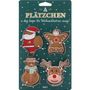 : GRUSS & CO Keksausstecher-Set bestehend aus Weihnachtsmann, Schneemann, Schutzengel und Rentier, mit Plätzchen-Rezept auf der Rückseite, Div.