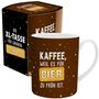 : XL-Tasse für Männer mit Spruch 'Kaffee, weil es für Bier zu früh ist', Div.