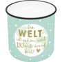 : Lieblingskerze in Emailleoptik Motiv "Die Welt ist schön, weil .....", Div.
