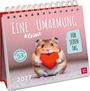 „Eine kleine Umarmung für jeden Tag 2027. Postkarten-Wochenkalender. 53 Karten.“ Ein Hamster hält ein rotes Herz.
