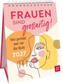 "Frauen sind großartig! Von perfekt war nie die Rede 2027." Illustration eines stilisierten Gesichts. Spiralblock.