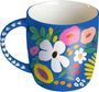 Bunte Blumengrüße Kaffeebecher royalblau, 350 ml, Div.