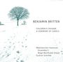 Text: "BENJAMIN BRITTEN, CHILDREN'S CRUSADE, A CEREMONY OF CAROLS". Schneelandschaft mit kahlem Baum im Hintergrund.