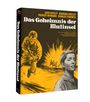 "Das Geheimnis der Blutinsel"; Jack Hedley; Illustration mit Mann und Explosion, Frau im Vordergrund.