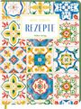 "MEINE LIEBSTEN REZEPTE, Hölker Verlag." Bunt gemusterte Kacheln in symmetrischen Designs.