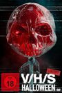 Text: "FSK ab 18", "V/H/S HALLOWEEN", "UNCUT". Ein roter Totenschädel aus Plastikfolie, im Hintergrund dunkle Farben.