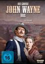 "Die große John Wayne Box" mit 10 Filmen, darunter "Rio Grande" und "Der Sieger". Mann und Frau im Westernstil abgebildet.