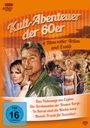 "Kult-Abenteuer der 60er: 4 Filme voller Action und Exotik. Titel: Das Todesauge von Ceylon, Die Verdammten der Blauen Berge, In Beirut sind die Nächte lang, Blonde Fracht für Sansibar. FSK ab 16 freigegeben." 

Illustration mit abenteuerlichem Thema zeigt Personen in exotischer Umgebung.