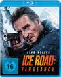 Text: "Liam Neeson", "Ice Road: Vengeance", "FSK ab 16". Ein Mann zielt mit einer Pistole, im Hintergrund ein verschneiter Berg.