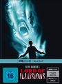 „Clive Barker’s Lord of Illusions“; eine Silhouette mit ausgebreiteten Armen vor geisterhaften Gesichtern.