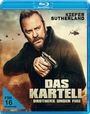 KIEFER SUTHERLAND, DAS KARTELL, FSK 16 beantragt. Ein Mann mit Bart hält eine Pistole, Hubschrauber im Hintergrund.