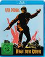 "Kirk Douglas", "Wege zum Ruhm", "FSK ab 12 freigegeben". Soldat in dramatischer Pose vor rotem Hintergrund in Illustration.