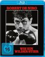 Text: "Robert De Niro", "Wie ein wilder Stier", "FSK ab 16 freigegeben". Schwarz-weißes Bild eines Boxers mit Handschuhen.