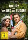 "Freddy und das Lied der Südsee" steht groß. Zwei Menschen in Südsee-Kleidung, Blumenhintergrund. FSK 6, DVD-Hinweis.