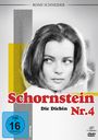 "Schornstein Nr. 4", "Die Diebin", FSK ab 16. Schwarz-weißes Porträt einer Frau, gelbe und graue geometrische Formen.