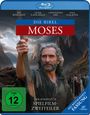 Text: "Die Bibel Moses", "Der komplette Spielfilm-Zweiteiler", "FSK ab 12 freigegeben". Ein Mann mit Stab in bergiger Landschaft.