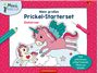 "Mein großes Prickel-Starterset Einhörner" mit Illustration zweier Einhörner, eines fliegt, das andere steht auf einer Wolke.