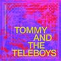 Text: "BITS AND PIECES, POORLY EXPLAINED" und "TOMMY AND THE TELEBOYS". Bunte, abstrakte Formen in Pink und Lila.